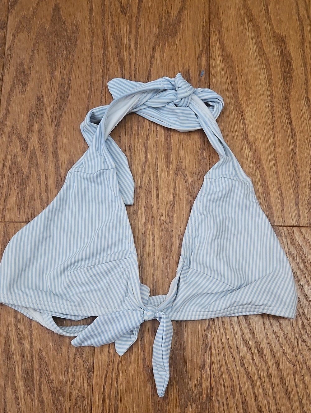 LOFT Beach Striped Halter Tie-Front Bikini Top - Size Large
